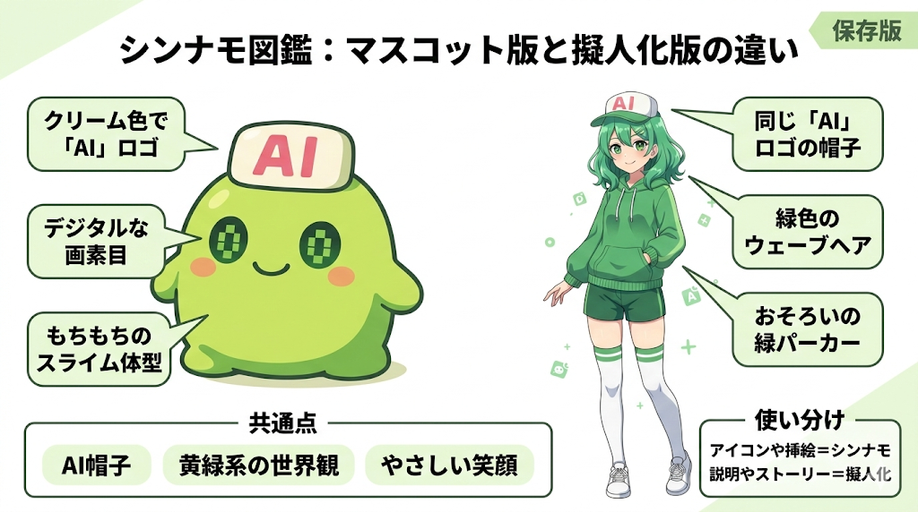 Nano banana 2で生成。シンナモの図解画面が表示される。