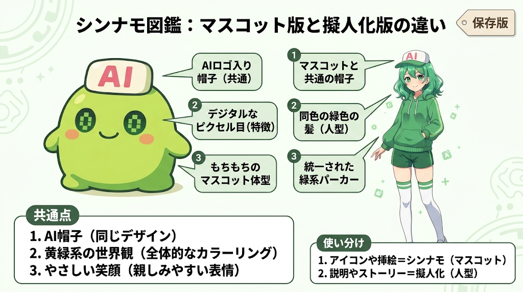 NanobananaProで生成したシンナモの図解画像が表示される。