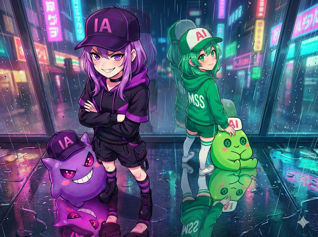 NanobananaProで生成したシンナモ・アンナモの一枚絵画面が表示される。