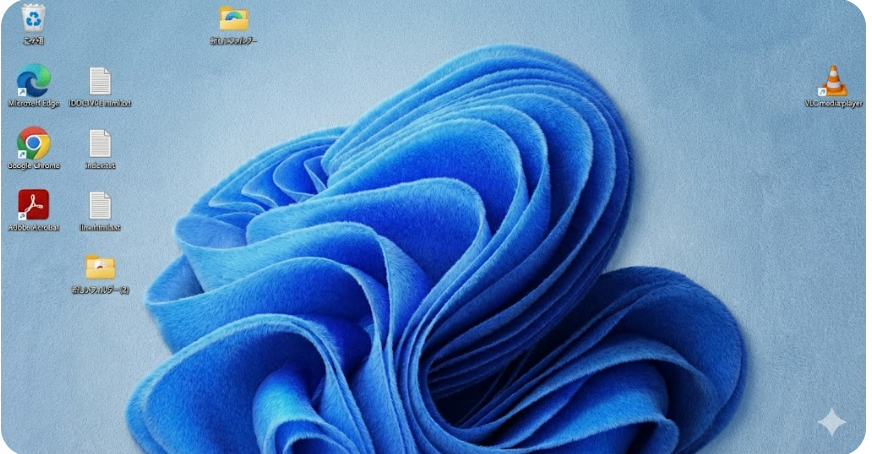 Geminiで加工したWindowsのデスクトップ画面が表示される。