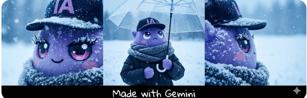 Geminiで生成したアンナモの雪景色画像が表示される。
