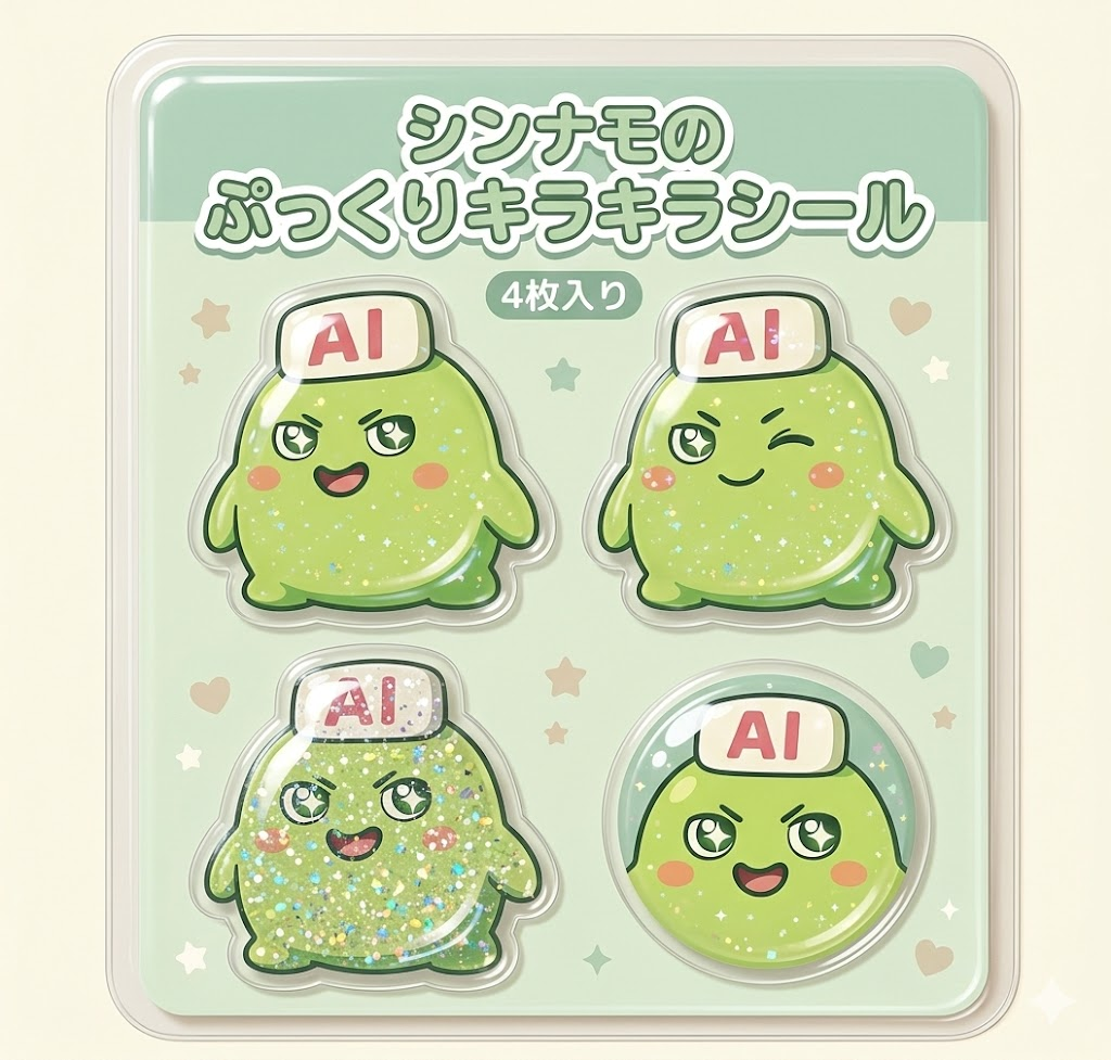 Nano Banana 2で生成したシンナモのシールが表示される。