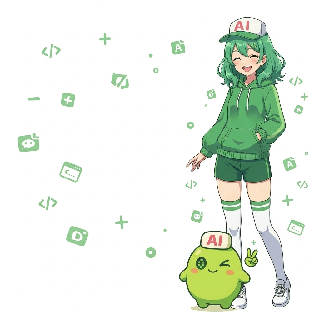 枝豆シンナモがウインクし、擬人化シンナモが笑顔になっているNano banana 2生成画像。元画像とは異なる構図で再構成され、全体が作り直されたような印象のビジュアルになっている。