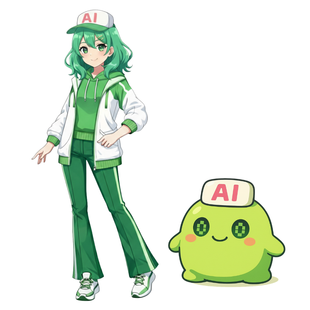 オリジナルキャラクターシンナモとその擬人化番のキャラクターが表示される。