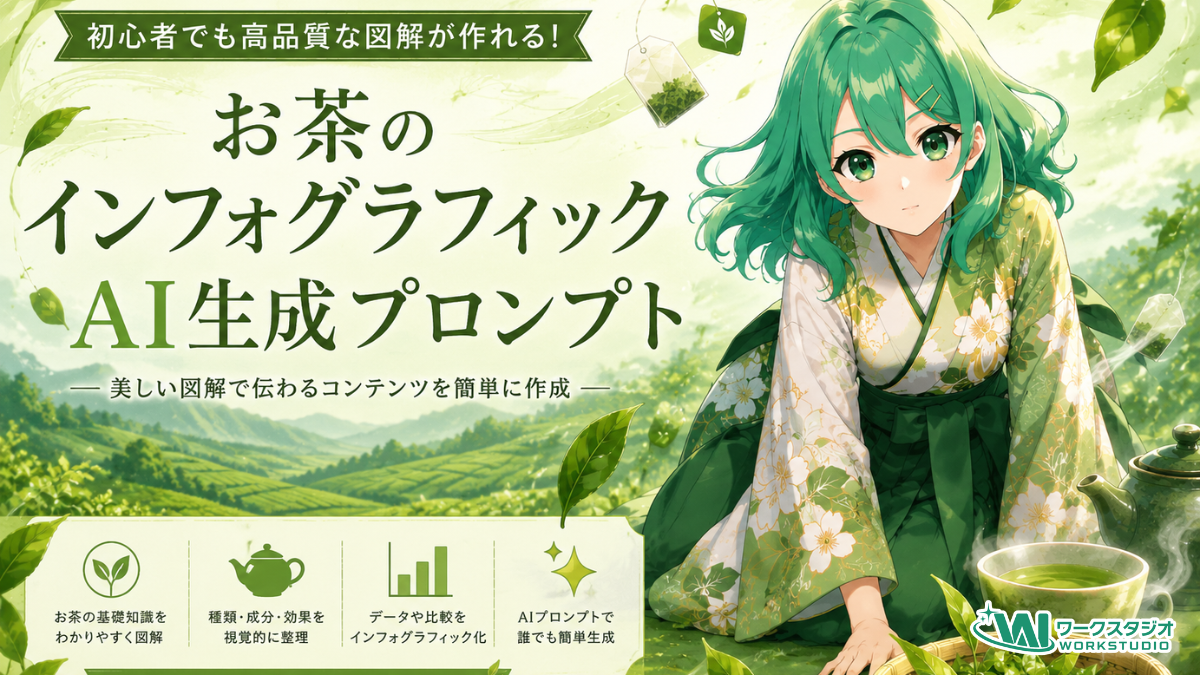 お茶のインフォグラフィックが作れる！高級感あふれるAI画像生成プロンプト解説